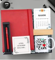 Kişiye Özel Kalem & Ajanda & Takvim & Kupa Öğretmene Hediye Seti (Kırmızı)
