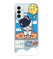 Samsung Galaxy M23 Uyumlu Astronot Desenli Şeffaf Telefon Kılıfı