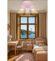 Toz Pembe Üçlü GU10 LED Spot Başlık Modern Tavan Avize Çocuk Odası Bebek Odası