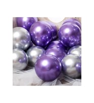 10 Adet Metalik Mor Gümüş Renk Balon