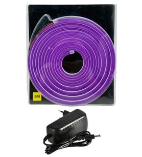 5 Metre 12 Volt 6x12 mm Esnek Mor Neon Led 3A Plastik Adaptör Set