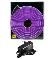 5 Metre 12 Volt 6x12 mm Esnek Mor Neon Led 3A Plastik Adaptör Set