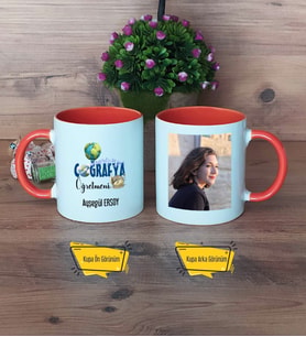 Coğrafya Öğretmeni Kupa Bardak Turuncu Fotoğraflı Öğretmenler Günü Hediyesi