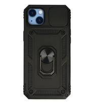 iPhone 14 Plus Kılıf Pars Lens Yüzüklü Silikon - Siyah