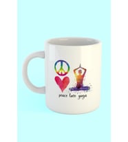 Peace, Love, Yoga Baskılı Kahve Kupası