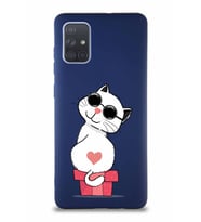 Samsung Galaxy A71 Soft Premier Kapak Coolcat Tasarımlı Silikon Kılıf - Lacivert (Şeffaf)