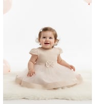 0-24 Yaş Kız Bebek Çocuk Tül Abiye Elbise Pembe 1040
