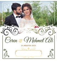 Nikah Nişan Düğün Davetiyesi Kare İkiz İp Bağlamalı 5039