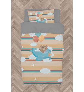 MEKTA HOME BEBEK VE ÇOCUK ODASI Uçak ve Fil Desenli Nevresim Takımı