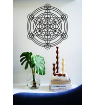 UNT Kutsal Geometri Metatron Cube Duvar Dekoru - Süsü, Ahşap Dekoratif Tablo
