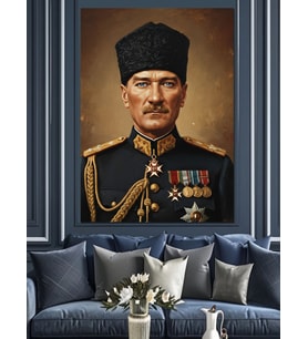 Mustafa Kemal Atatürk Dekoratif Kanvas - Mdf Ahşap Tablo