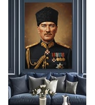 Mustafa Kemal Atatürk Dekoratif Kanvas - Mdf Ahşap Tablo