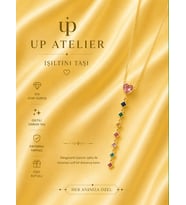 Up Atelier 925 Ayar Gümüş İthal Zincirli Çok Renkli Zirkon Taşlı Yıldız Model Kolye