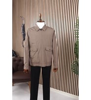 Jan Carlucci Slimfit Koyu Bej Yazlık İnce Mont