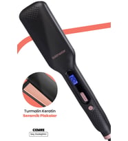 GoldMaster Cemre Gm-7187 Keratin Geniş Plaka Saç Düzleştirici (Siyah)