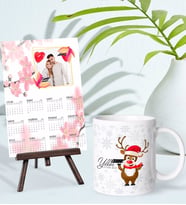 BK Gift Kişiye Özel Yılbaşı Tasarımlı Kupa Bardak ve 13x18cm Fotoğraf Kartlı Şövaleli 2024 Takvim Hediye Seti-47