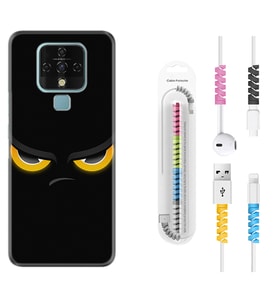 Tecno Camon 16 18P Pova 3 Pova Neo Kılıf Kablo Koruma Spiral Silikon Black Eyes 1644