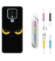 Tecno Camon 16 18P Pova 3 Pova Neo Kılıf Kablo Koruma Spiral Silikon Black Eyes 1644