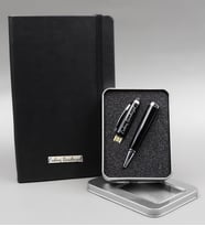 Kişiye Özel Siyah Defter & 32 gb Usb Siyah Kalem Hediye Seti