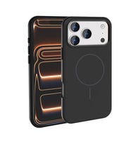 Apple iPhone 17 Pro Uyumlu Kılıf M-Safe Şarj Özellikli Metal Kamera Çerçeveli Zore Edi Silikon Kapak (Siyah)