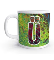 Ü Harfi Saykodelik Ebru Sanatı Psychedelic Renkli Harfli Kupa Bardak