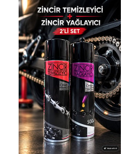 Zİncir Yağlama & Temizleme Sprey 2'li Seti 500ML+500ML O-Ring ve X-Ring Vb. Zincirler İçin