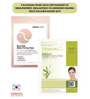 3 Katmanlı Rose Gold Göz Maskesi ve Nemlendirici, Sıkılaştırıcı Ve Arındırıcı Bambu Özlü Kolajen Maske Seti