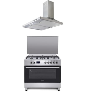 Gl General Desire GLF 9050XP Kuzine Inox Piliç Çevirmeli Fırın Set (GLF9050XP Fırın-GLD 041X Davlumb
