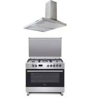 Gl General Desire GLF 9050XP Kuzine Inox Piliç Çevirmeli Fırın Set (GLF9050XP Fırın-GLD 041X Davlumb