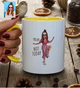 Kişiye Özel Karikatürlü Not Today Motivasyon Kupa Bardak Doğum Günü Hediyesi