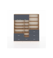 Arges Gardrop 17 Raflı 6 Çekmeceli 3 Kapaklı 220x30x243 Çam-Antrasit