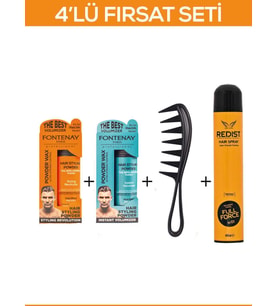 Fontenay Saç Şekillendirici Pudra Toz Wax Mat Effect Ve Ultra Strong 20gr + Şekil Tarak'ı  + Saç Spreyi 2 400ML 4'lü Set