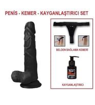 LilituShop 19 cm Belden Bağlamalı Realistik Dildo Siyahi Penis Set