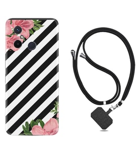 Xiaomi Redmi 12C Kılıf Resimli Boyun Askılı İpli Desenli Silikon Strip Flowers 2 1409