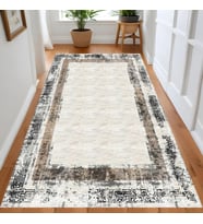 Eliana Home Dijital Baskı Yıkanabilir Kaymaz Taban Salon Halısı Ve Yolluk LN113-FNL419 (Bej)