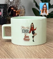 Kişiye Özel Karikatürlü Mama Cool Anneye Hediye Lüks Pastel Fincan Anneler Günü Hediyesi