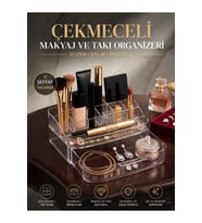 Şeffaf Çekmeceli Makyaj ve Takı Organizeri, Masaüstü Saklama Kutusu