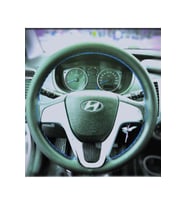DİKİŞLİ DİREKSİYON KILIFI SİYAH DERİ MAVİ DİKİŞLİ HYUNDAİ İ20 İÇİN