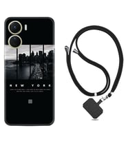 Vivo Y16 Kılıf Silikon Boyun Askılı İpli Desenli Silikon New York 1612