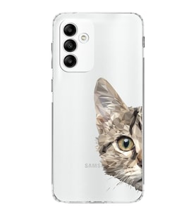 Samsung Galaxy M23 Uyumlu Kamera korumalı Kapak Catface Tasarımlı  Şeffaf Kılıf