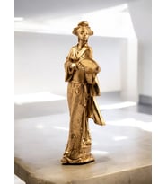 Dekoratif Yelpazeli Kadın Obje Biblo (Gold)