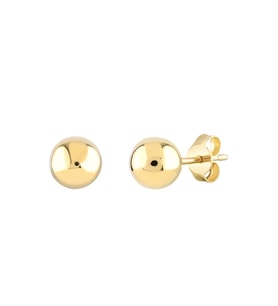 MOOM MÜCEVHERAT Kadın 14 Ayar Altın Küpe Minimalist Top Vidalı Altın Küpe 18 mm