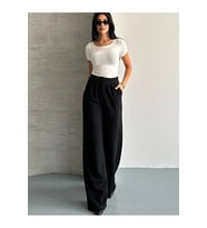 Kadın Bol Paça Kumaş Palazzo Pantolon