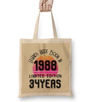 1988 Birthday Gift - Made, Born in  1988 Gift - 34 Year Old Birthday Gift Vintage Style Bez Çanta Uzun Saplı