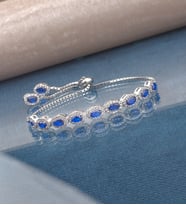 925 Ayar Gümüş Oval Safir Taşlı Asansörlü Bileklik