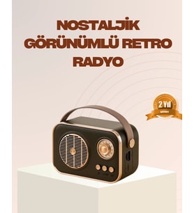 Mey İthalat® Bluetooth Radyo – Nostaljik Tasarım, Tf Kart Usb Destekli