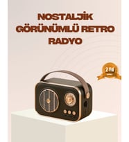 Mey İthalat® Bluetooth Radyo – Nostaljik Tasarım, Tf Kart Usb Destekli