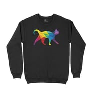 Gökkuşağı Renkli Polygon Kedi Siyah Sweatshirt
