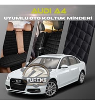 Audi A4 Siyah Renk Tay Tüyü Cepli & Terletmez Sırtlı Oto Koltuk Minder Seti - Koltuk Koruma Kılıfı (ÖN & ARKA TAM SET)