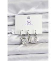 Gümüş Renk Zirkon Taşlı Kadın Küpe 5886 - LOHO8720-7882